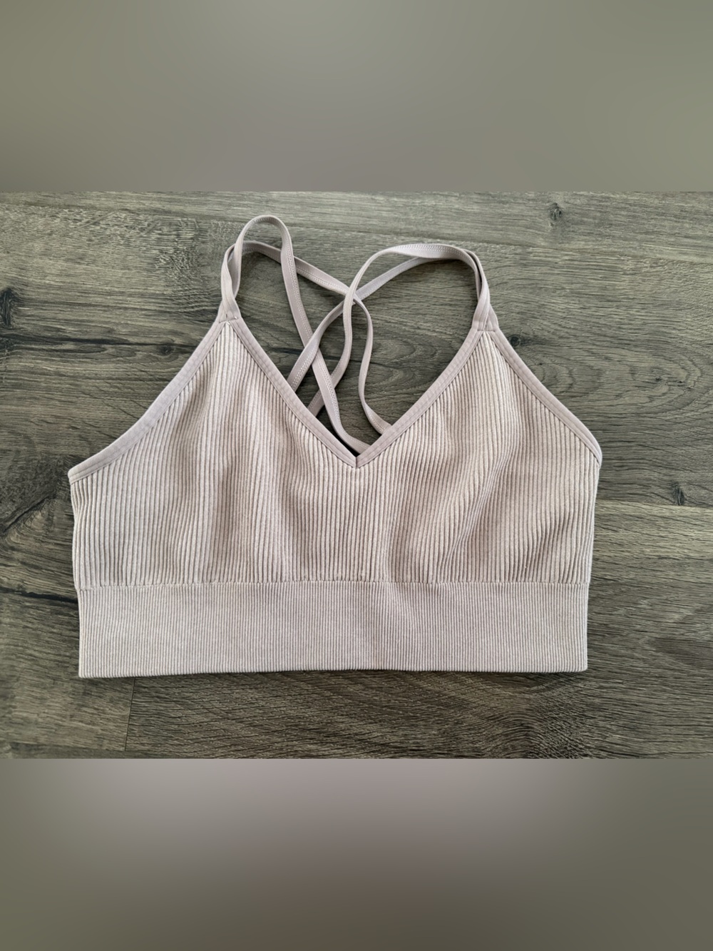 Arie Ribbed Strappy Bralette in Light Mauve
